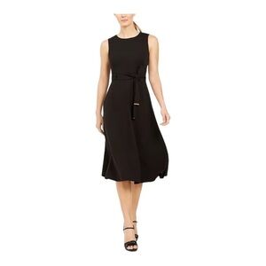 Calvin Klein A-Line Dress With Belt - Black - Size 16